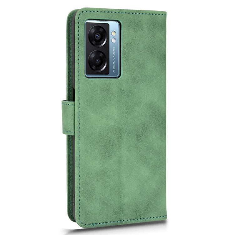 For Oppo A57e 4G / A57s 4G / A57 4G / A77 4G / OnePlus Nord N20 SE 4G Skin-touch Phone Case PU Leather Wallet Stand Shockproof Cover - Green