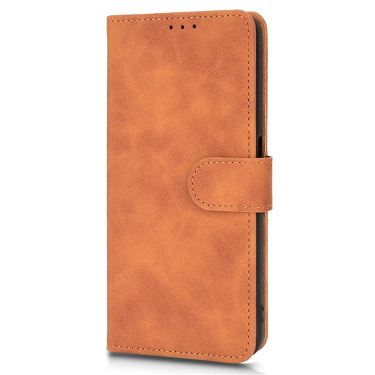 For Oppo A57e 4G / A57s 4G / A57 4G / A77 4G / OnePlus Nord N20 SE 4G Skin-touch Phone Case PU Leather Wallet Stand Shockproof Cover - Brown