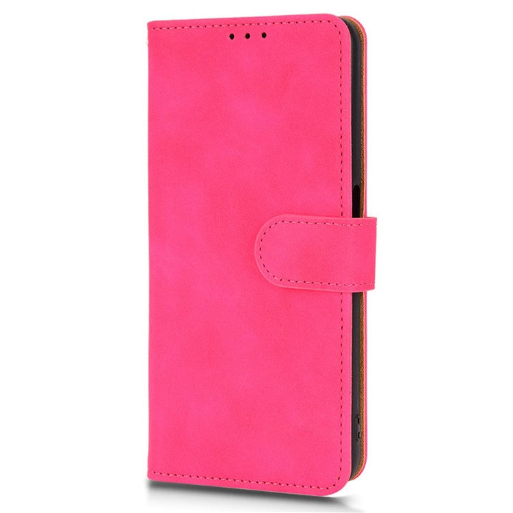 For Oppo A57e 4G / A57s 4G / A57 4G / A77 4G / OnePlus Nord N20 SE 4G Skin-touch Phone Case PU Leather Wallet Stand Shockproof Cover - Red