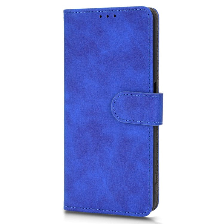 For Oppo A57e 4G / A57s 4G / A57 4G / A77 4G / OnePlus Nord N20 SE 4G Skin-touch Phone Case PU Leather Wallet Stand Shockproof Cover - Blue