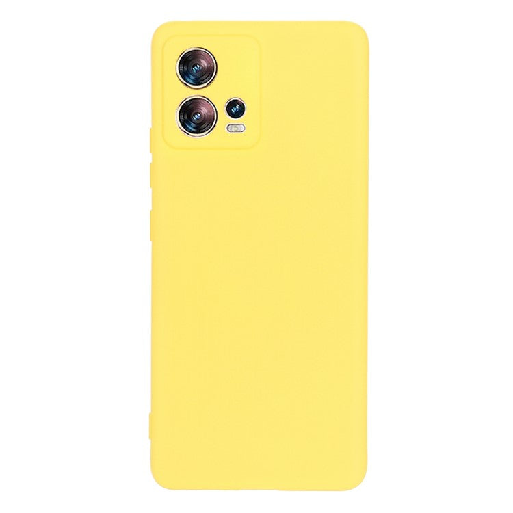 For Motorola Moto S30 Pro 5G / Edge 30 Fusion 5G Liquid Silicone Cell Phone Case Anti-scratch Soft Lining Protective Cover with Strap - Yellow