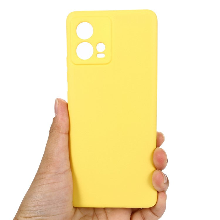 For Motorola Moto S30 Pro 5G / Edge 30 Fusion 5G Liquid Silicone Cell Phone Case Anti-scratch Soft Lining Protective Cover with Strap - Yellow