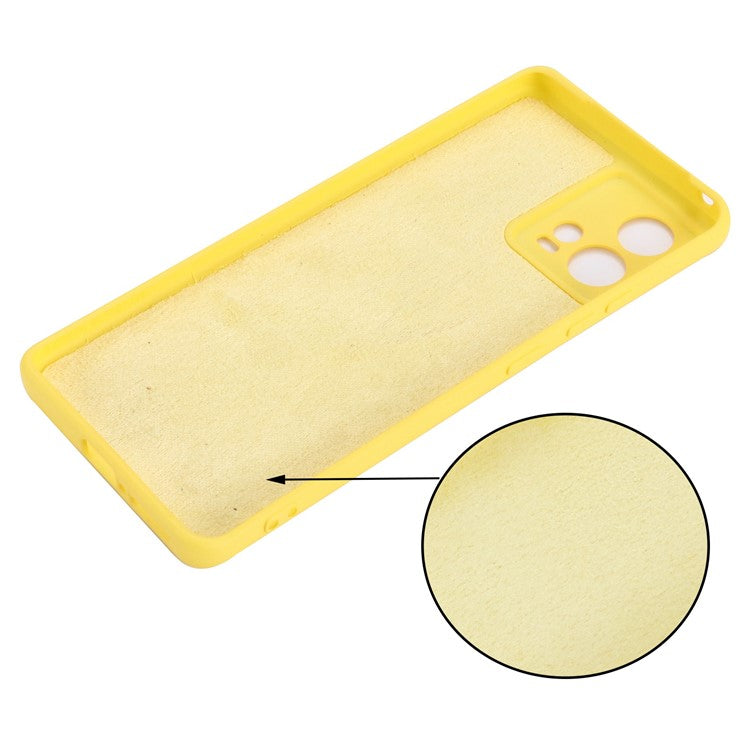 For Motorola Moto S30 Pro 5G / Edge 30 Fusion 5G Liquid Silicone Cell Phone Case Anti-scratch Soft Lining Protective Cover with Strap - Yellow