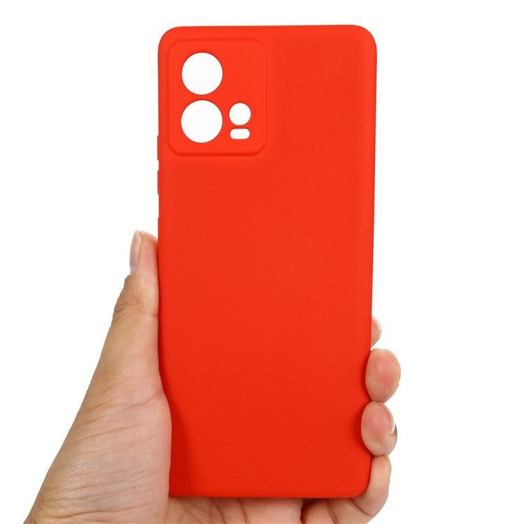 For Motorola Moto S30 Pro 5G / Edge 30 Fusion 5G Liquid Silicone Cell Phone Case Anti-scratch Soft Lining Protective Cover with Strap - Red
