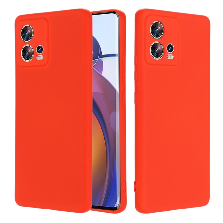 For Motorola Moto S30 Pro 5G / Edge 30 Fusion 5G Liquid Silicone Cell Phone Case Anti-scratch Soft Lining Protective Cover with Strap - Red