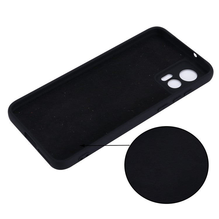 For Motorola Edge 30 Neo 5G / Edge 30 Lite Anti-scratch Liquid Silicone Cell Phone Case Shockproof Protective Cover with Strap - Black