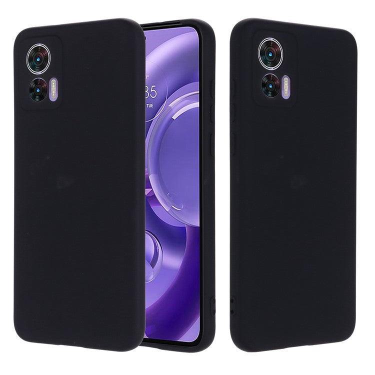 For Motorola Edge 30 Neo 5G / Edge 30 Lite Anti-scratch Liquid Silicone Cell Phone Case Shockproof Protective Cover with Strap - Black