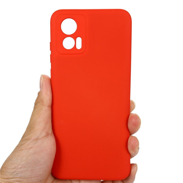For Motorola Edge 30 Neo 5G / Edge 30 Lite Anti-scratch Liquid Silicone Cell Phone Case Shockproof Protective Cover with Strap - Red