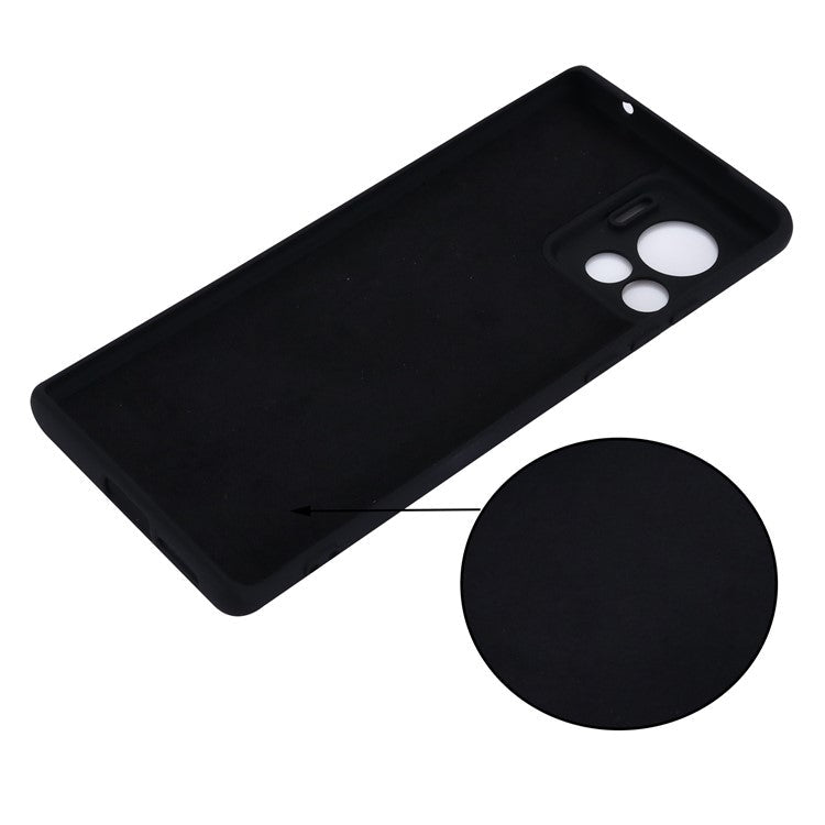 For Motorola Moto X30 Pro 5G / Edge 30 Ultra 5G Liquid Silicone Soft Touch Case Microfiber Lining Camera Protection Phone Cover with Strap - Black