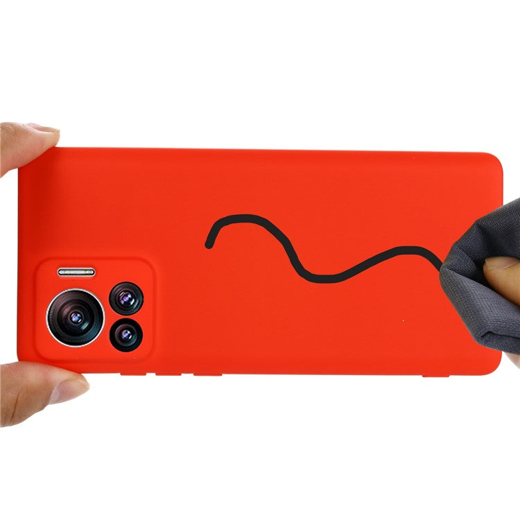 For Motorola Moto X30 Pro 5G / Edge 30 Ultra 5G Liquid Silicone Soft Touch Case Microfiber Lining Camera Protection Phone Cover with Strap - Red