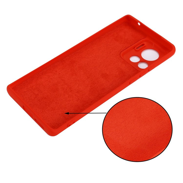 For Motorola Moto X30 Pro 5G / Edge 30 Ultra 5G Liquid Silicone Soft Touch Case Microfiber Lining Camera Protection Phone Cover with Strap - Red