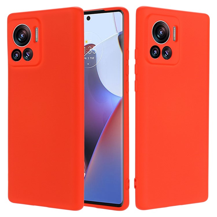For Motorola Moto X30 Pro 5G / Edge 30 Ultra 5G Liquid Silicone Soft Touch Case Microfiber Lining Camera Protection Phone Cover with Strap - Red