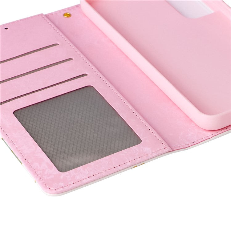 For Samsung Galaxy S23 PU Leather Shockproof Phone Stand Case Stylish Lacquered RFID Blocking Wallet Cover - Colorful Flower