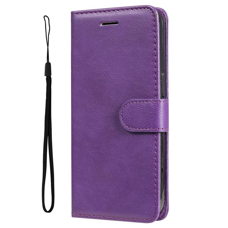 KT Leather Series-2 for Oppo A17 4G / A17k 4G Solid Color PU Leather Case Magnetic Clasp Phone Stand Wallet Cover with Strap - Purple
