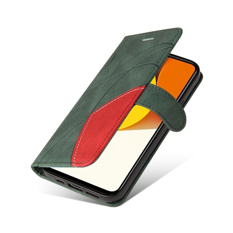 KT Leather Series-1 Phone Case for vivo Y35 / Y22s 4G / Y22 4G, Dual-color Splicing PU Leather+TPU Stand Wallet Cover - Green