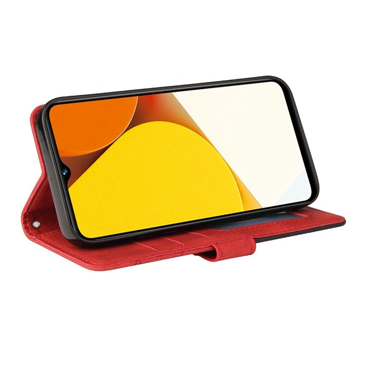 KT Leather Series-1 Phone Case for vivo Y35 / Y22s 4G / Y22 4G, Dual-color Splicing PU Leather+TPU Stand Wallet Cover - Red