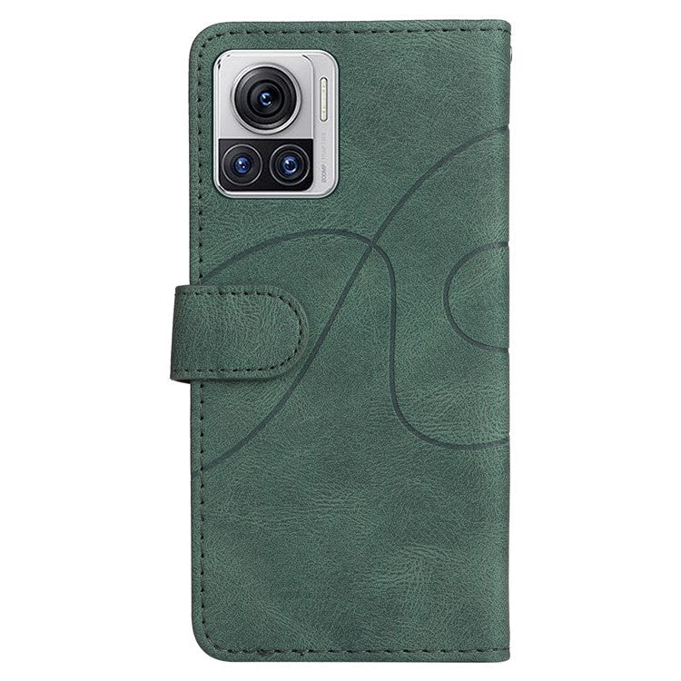 KT Leather Series-1 for Motorola Moto X30 Pro 5G / Edge 30 Ultra 5G Anti-drop Dual-color Splicing PU Leather Phone Case Stand Wallet Cover - Green