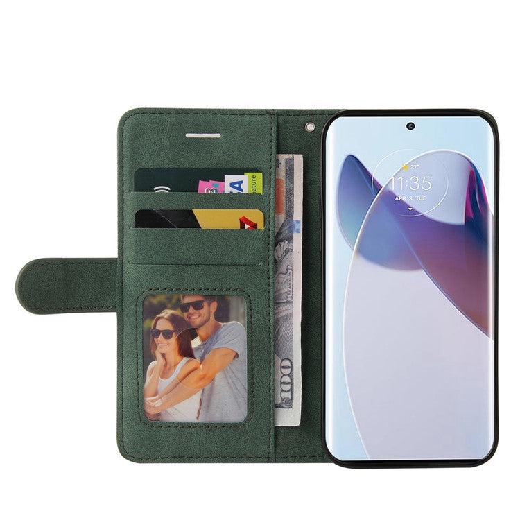 KT Leather Series-1 for Motorola Moto X30 Pro 5G / Edge 30 Ultra 5G Anti-drop Dual-color Splicing PU Leather Phone Case Stand Wallet Cover - Green