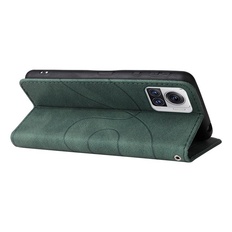 KT Leather Series-1 for Motorola Moto X30 Pro 5G / Edge 30 Ultra 5G Anti-drop Dual-color Splicing PU Leather Phone Case Stand Wallet Cover - Green