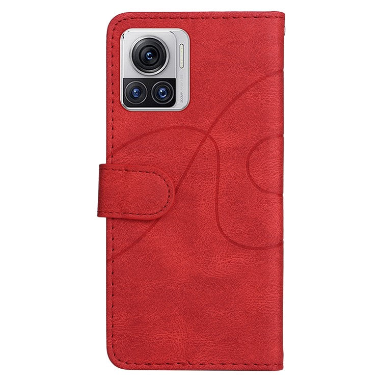 KT Leather Series-1 for Motorola Moto X30 Pro 5G / Edge 30 Ultra 5G Anti-drop Dual-color Splicing PU Leather Phone Case Stand Wallet Cover - Red