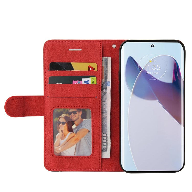 KT Leather Series-1 for Motorola Moto X30 Pro 5G / Edge 30 Ultra 5G Anti-drop Dual-color Splicing PU Leather Phone Case Stand Wallet Cover - Red
