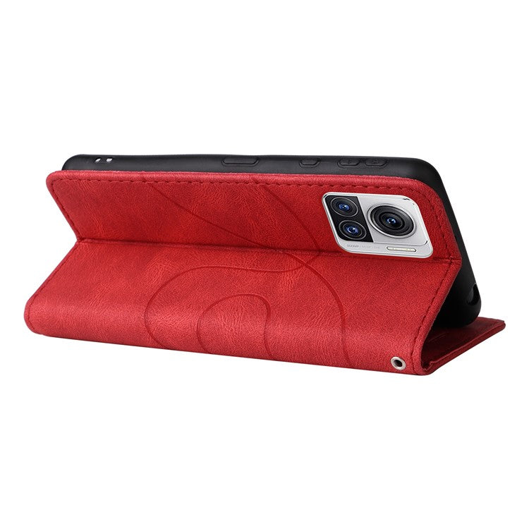 KT Leather Series-1 for Motorola Moto X30 Pro 5G / Edge 30 Ultra 5G Anti-drop Dual-color Splicing PU Leather Phone Case Stand Wallet Cover - Red
