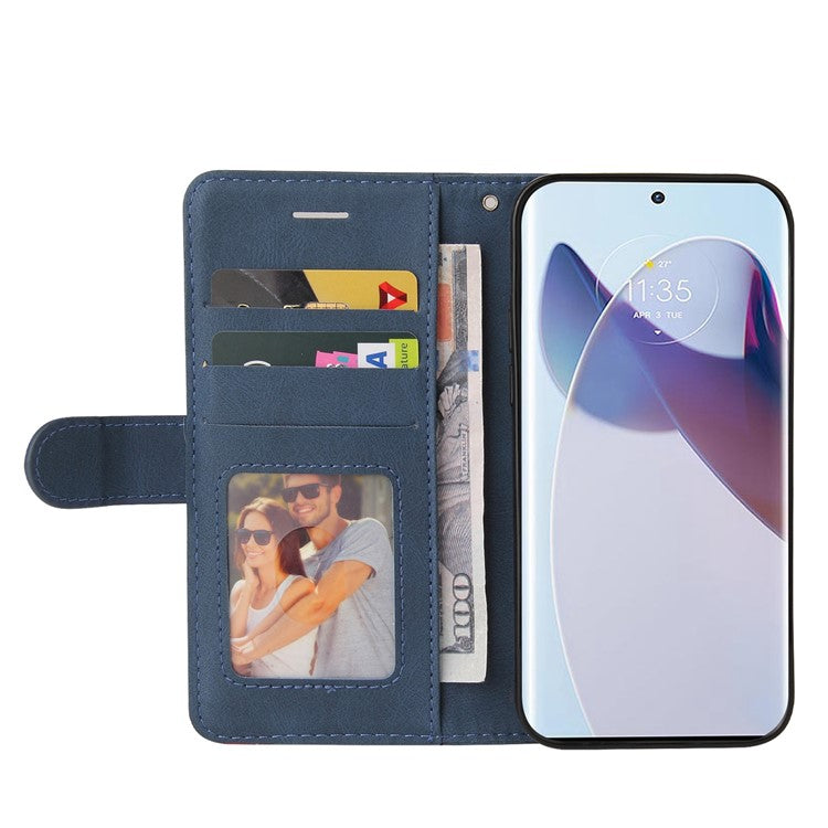 KT Leather Series-1 for Motorola Moto X30 Pro 5G / Edge 30 Ultra 5G Anti-drop Dual-color Splicing PU Leather Phone Case Stand Wallet Cover - Blue