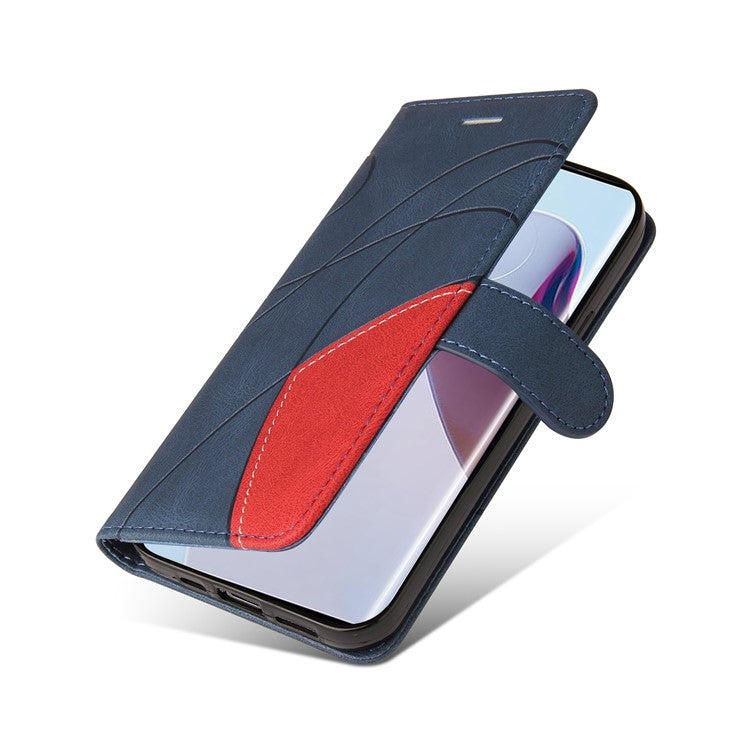 KT Leather Series-1 for Motorola Moto X30 Pro 5G / Edge 30 Ultra 5G Anti-drop Dual-color Splicing PU Leather Phone Case Stand Wallet Cover - Blue