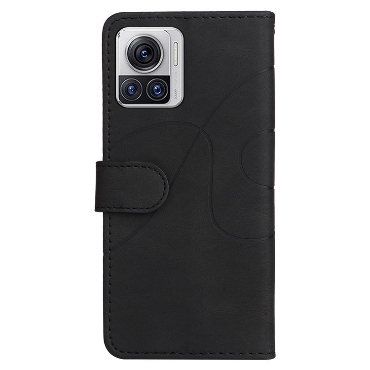 KT Leather Series-1 for Motorola Moto X30 Pro 5G / Edge 30 Ultra 5G Anti-drop Dual-color Splicing PU Leather Phone Case Stand Wallet Cover - Black
