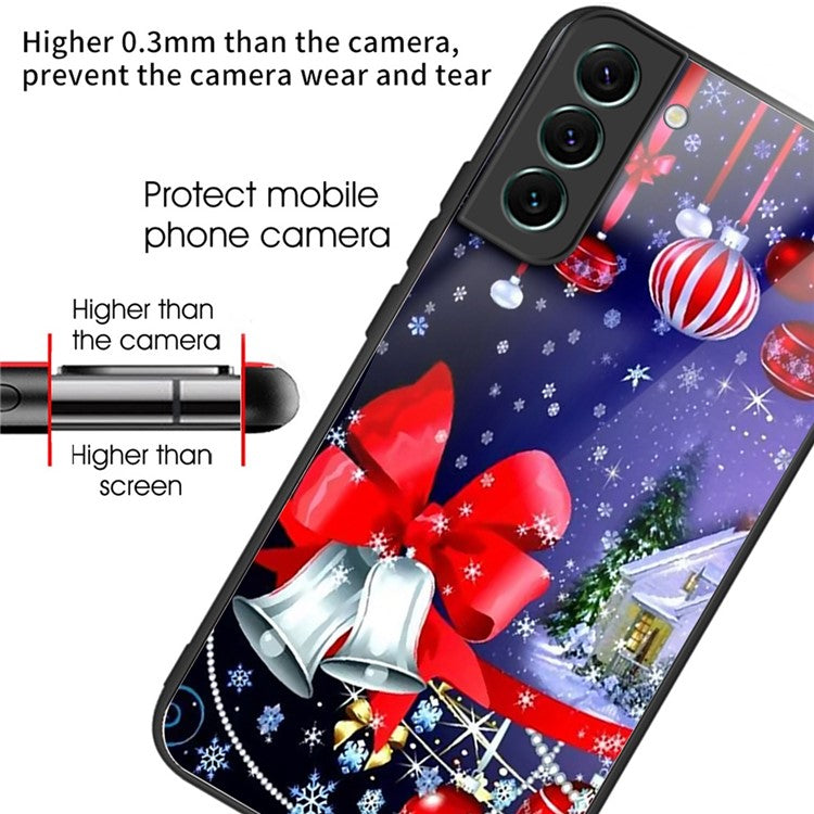 For Samsung Galaxy S23+ Anti-scratch Protective Cover TPU+Tempered Glass Christmas Pattern Printing Phone Shockproof Case - Style I