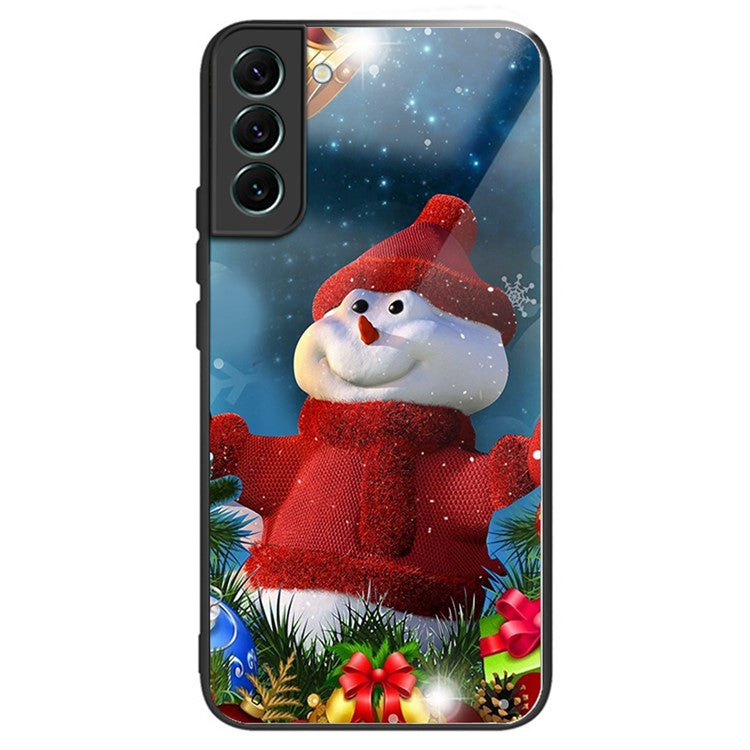 For Samsung Galaxy S23+ Anti-scratch Protective Cover TPU+Tempered Glass Christmas Pattern Printing Phone Shockproof Case - Style J
