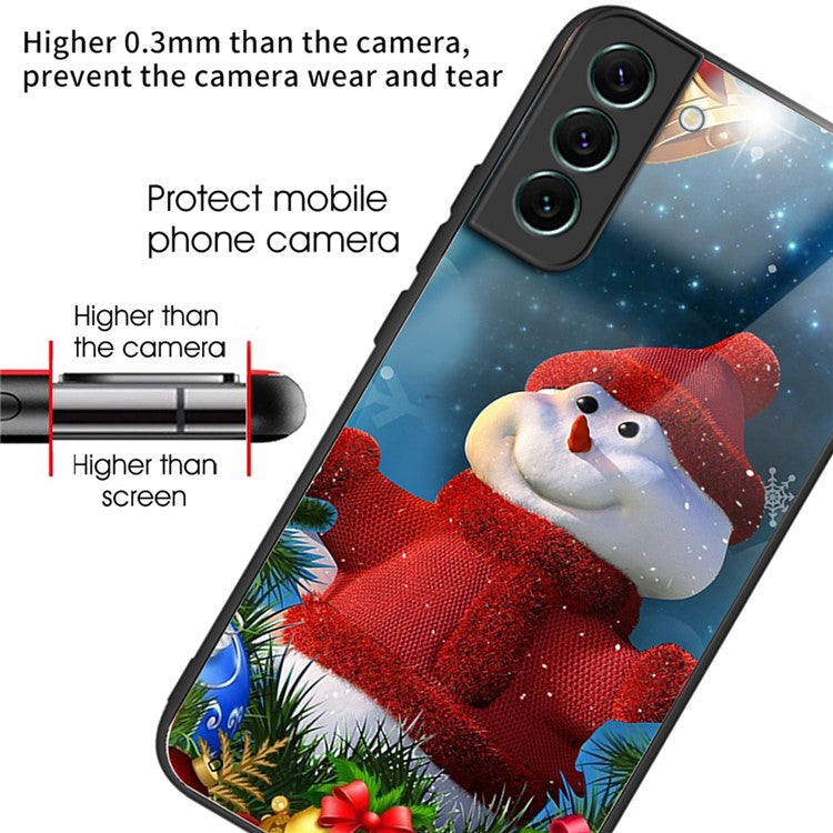 For Samsung Galaxy S23+ Anti-scratch Protective Cover TPU+Tempered Glass Christmas Pattern Printing Phone Shockproof Case - Style J