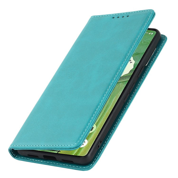For Google Pixel 7 5G Phone Case Calf Texture Wallet Case Stand Magnetic Absorption All-Inclusive Shockproof Phone Cover - Sky Blue