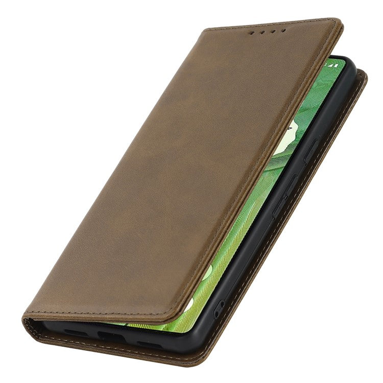 For Google Pixel 7 5G Phone Case Calf Texture Wallet Case Stand Magnetic Absorption All-Inclusive Shockproof Phone Cover - Dark Green