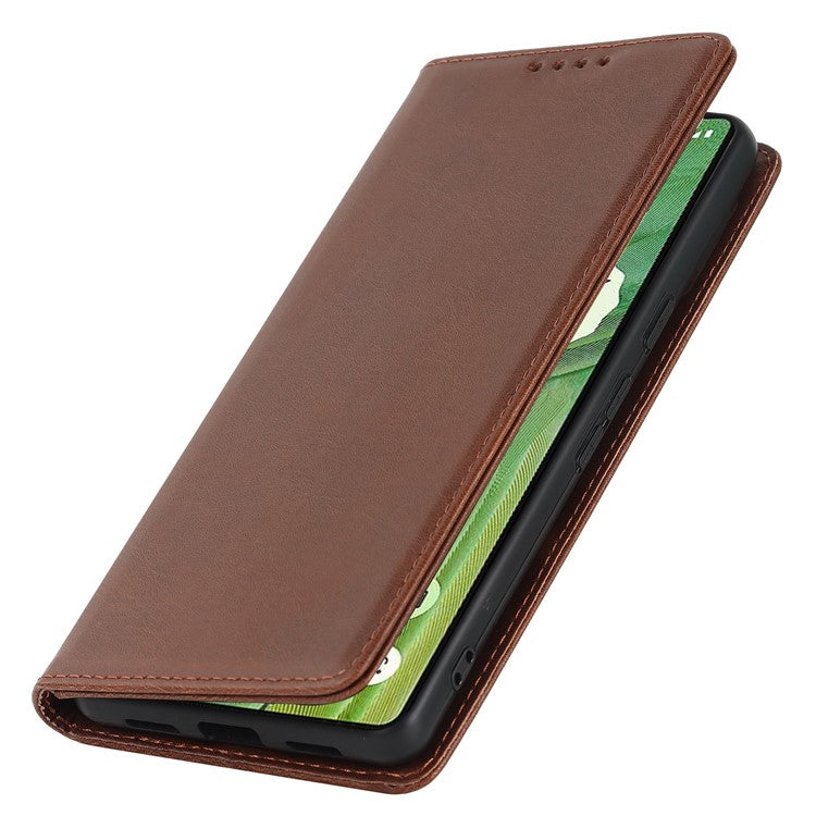 For Google Pixel 7 5G Phone Case Calf Texture Wallet Case Stand Magnetic Absorption All-Inclusive Shockproof Phone Cover - Dark Brown