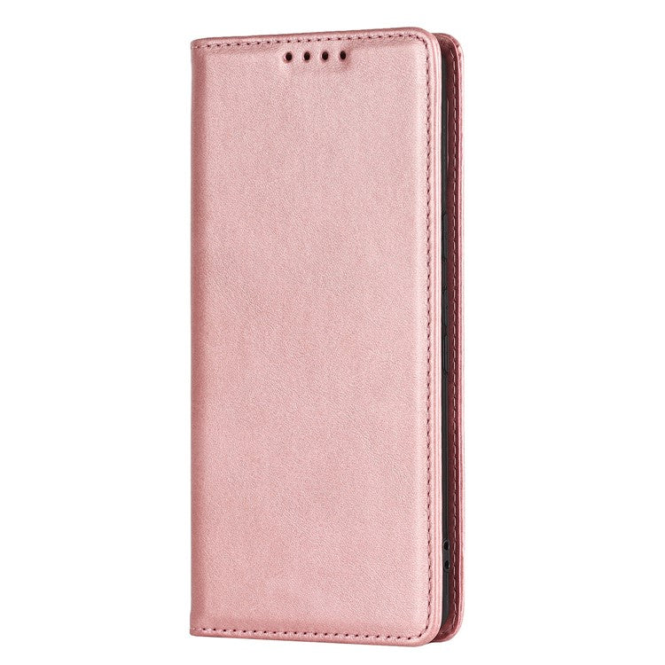 For Google Pixel 7 5G Phone Case Calf Texture Wallet Case Stand Magnetic Absorption All-Inclusive Shockproof Phone Cover - Rose Gold
