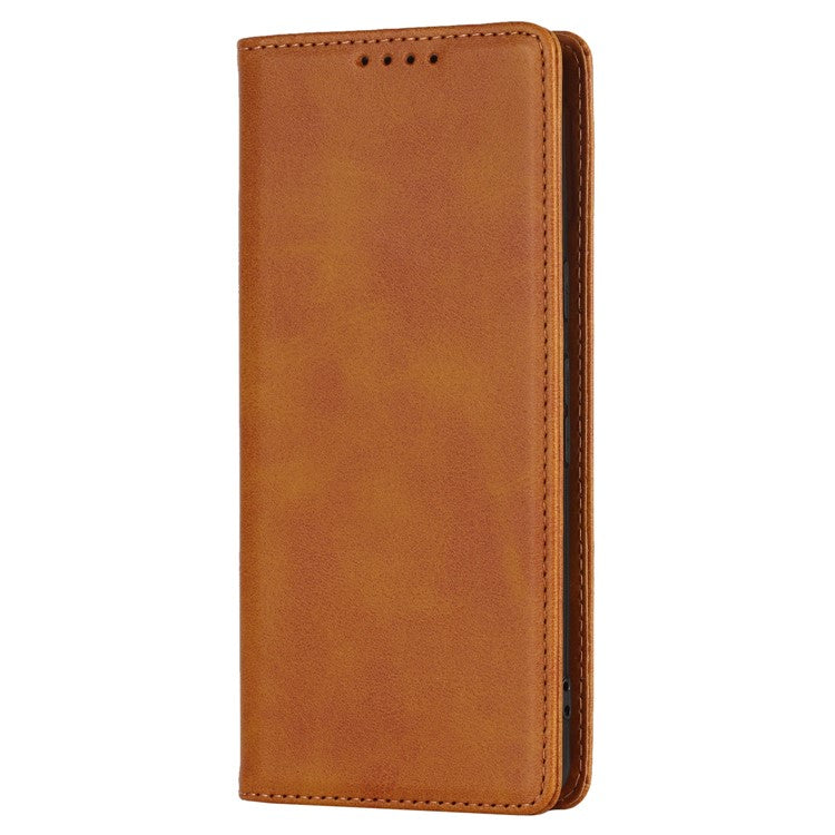 For Google Pixel 7 5G Phone Case Calf Texture Wallet Case Stand Magnetic Absorption All-Inclusive Shockproof Phone Cover - Light Brown