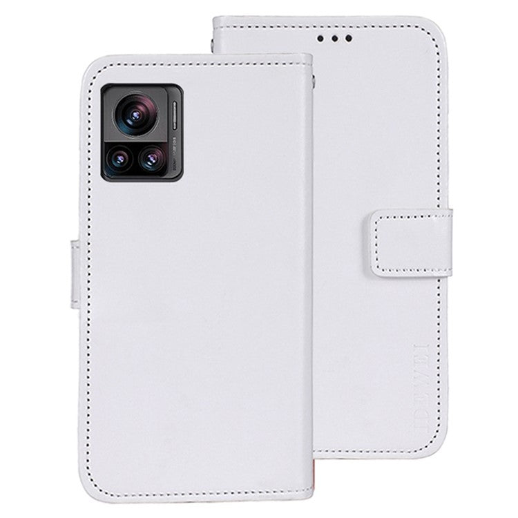 IDEWEI For Motorola Edge 30 Ultra 5G / Moto X30 Pro 5G Phone Protective Case Crazy Horse Texture Anti-scratch PU Leather Flip Stand Wallet Cover - White