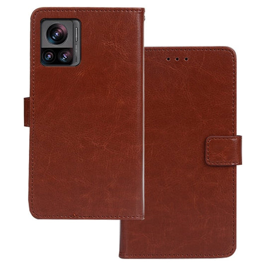 IDEWEI For Motorola Edge 30 Ultra 5G / Moto X30 Pro 5G Crazy Horse Texture Phone Wallet Stand Case PU Leather Full Protection Cover - Brown