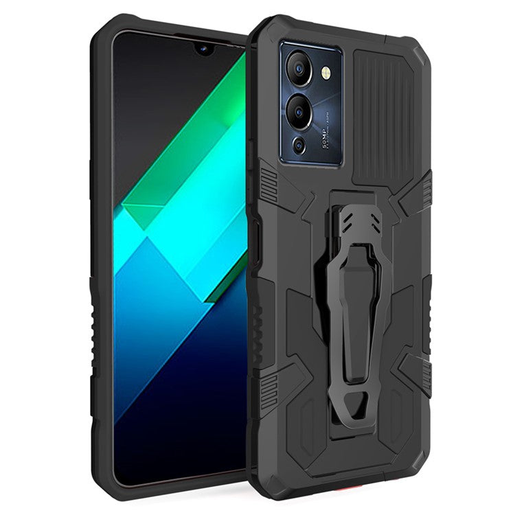 Mechwarrior Project for Infinix Note 12 G96 4G Shockproof Protective Case TPU + PC Tough Armor Phone Cover with Back Clip Kickstand - Black