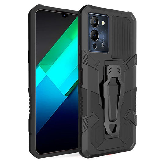 Mechwarrior Project for Infinix Note 12 G96 4G Shockproof Protective Case TPU + PC Tough Armor Phone Cover with Back Clip Kickstand - Black