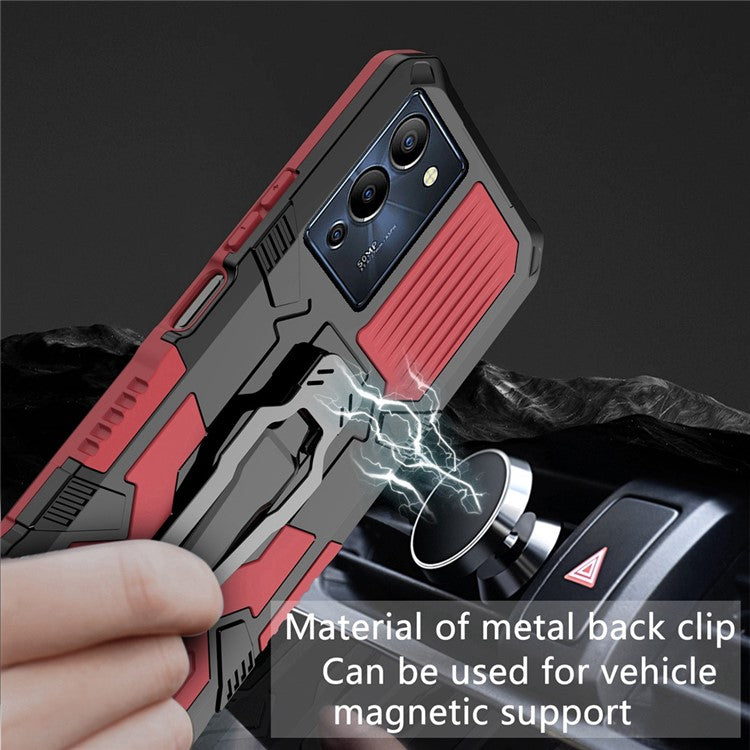 Mechwarrior Project for Infinix Note 12 G96 4G Shockproof Protective Case TPU + PC Tough Armor Phone Cover with Back Clip Kickstand - Red