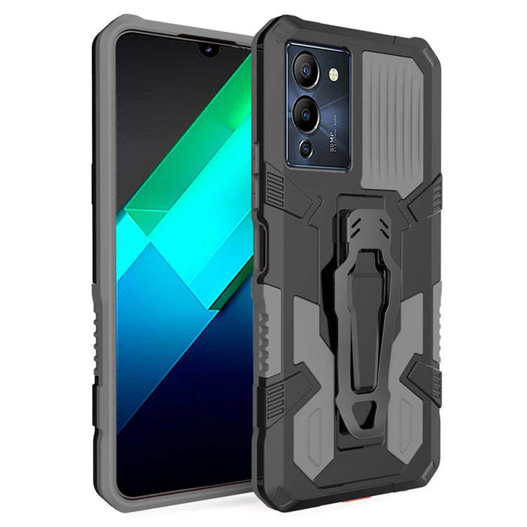 Mechwarrior Project for Infinix Note 12 G96 4G Shockproof Protective Case TPU + PC Tough Armor Phone Cover with Back Clip Kickstand - Grey