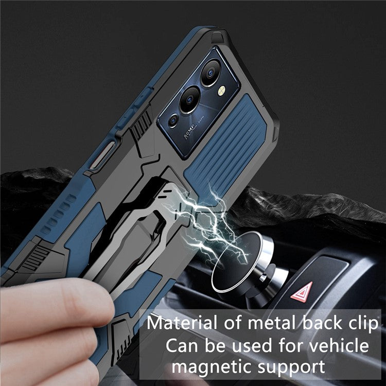 Mechwarrior Project for Infinix Note 12 G96 4G Shockproof Protective Case TPU + PC Tough Armor Phone Cover with Back Clip Kickstand - Blue