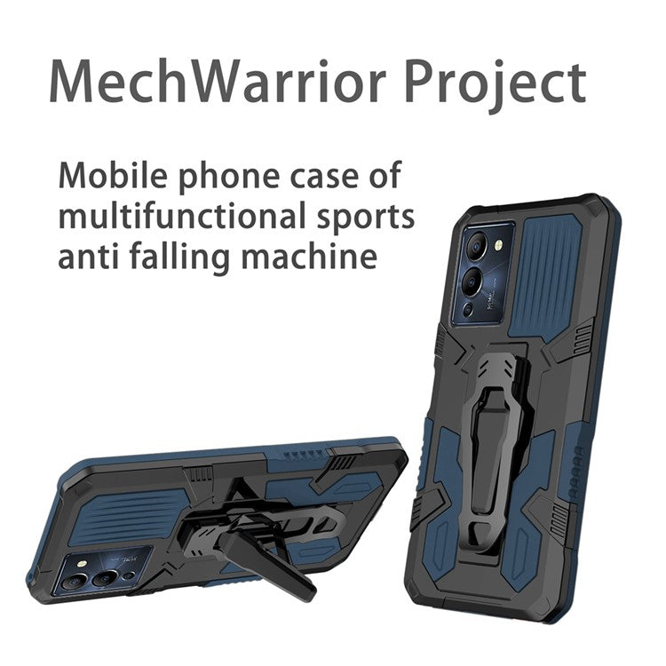 Mechwarrior Project for Infinix Note 12 G96 4G Shockproof Protective Case TPU + PC Tough Armor Phone Cover with Back Clip Kickstand - Blue