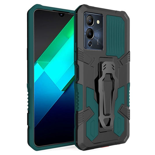 Mechwarrior Project for Infinix Note 12 G96 4G Shockproof Protective Case TPU + PC Tough Armor Phone Cover with Back Clip Kickstand - Green