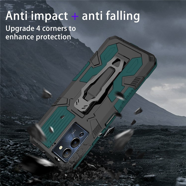 Mechwarrior Project for Infinix Note 12 G96 4G Shockproof Protective Case TPU + PC Tough Armor Phone Cover with Back Clip Kickstand - Green