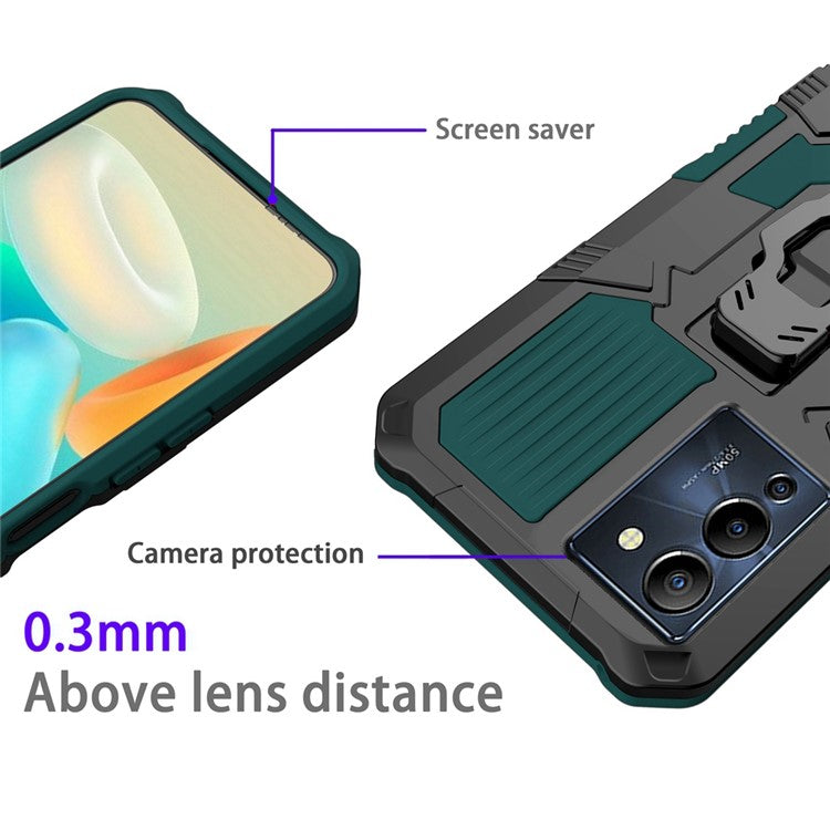 Mechwarrior Project for Infinix Note 12 G96 4G Shockproof Protective Case TPU + PC Tough Armor Phone Cover with Back Clip Kickstand - Green