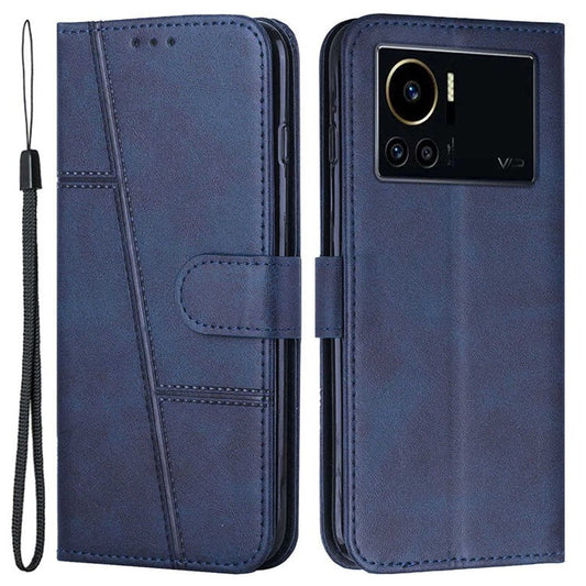 For Infinix Note 12 VIP 4G Anti-Scratch Stitching PU Leather Phone Case Wallet Drop-Proof Phone Cover with Strap - Sapphire