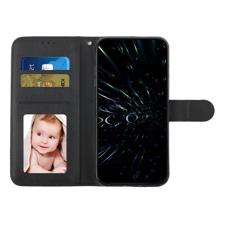 For Infinix Hot 12 Play 4G Stitching PU Leather Wallet Phone Case Magnetic Clasp Foldable Stand Cover with Strap - Black